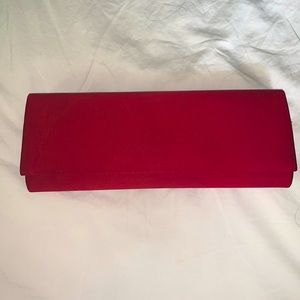 BCBG Red satin clutch